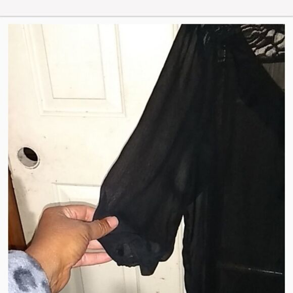 BCX Ruffle and lace see-through blouse, Black - Picture 4 of 6